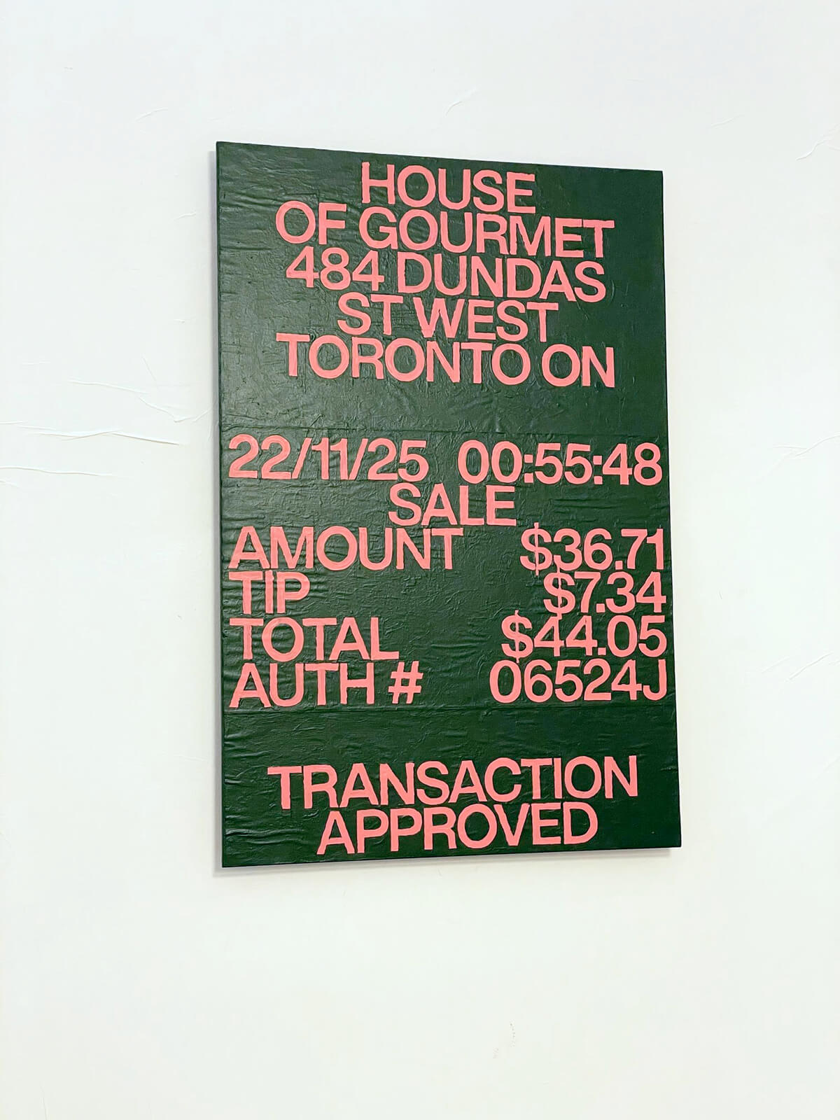 Henry Tyminski, Receipt Painting House of Gourmet